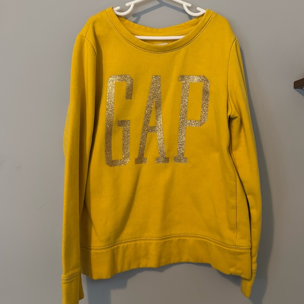 Girls size XL Gap sweatshirt with gold shimmer letters